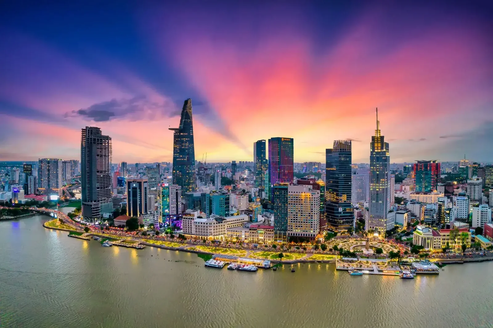 Modern Ho Chi Minh City skyline with Bitexco Tower and urban high-rises