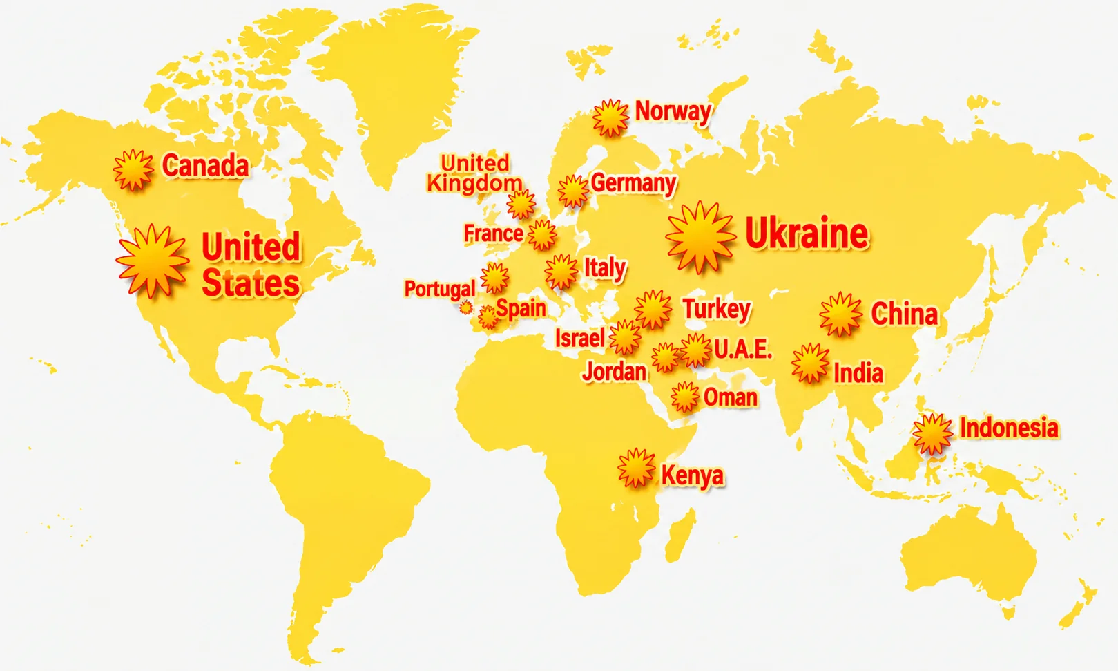 World map showing Rising Stars global reach